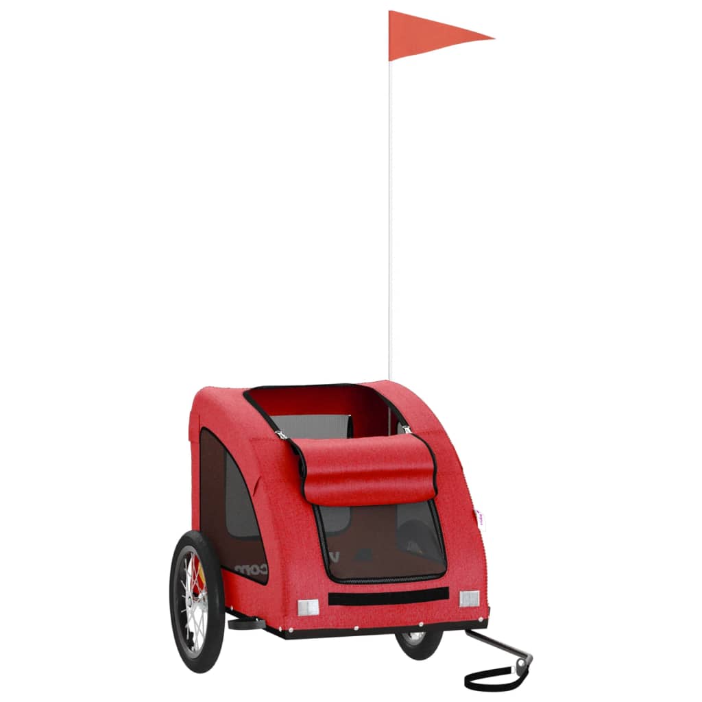 Hondenfietstrailer Oxford Stof En Ijzer Rood