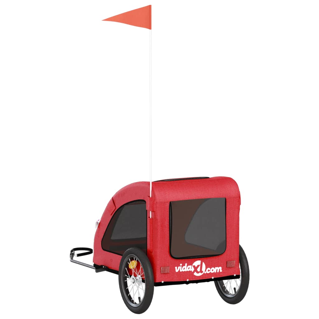 Hondenfietstrailer Oxford Stof En Ijzer Rood