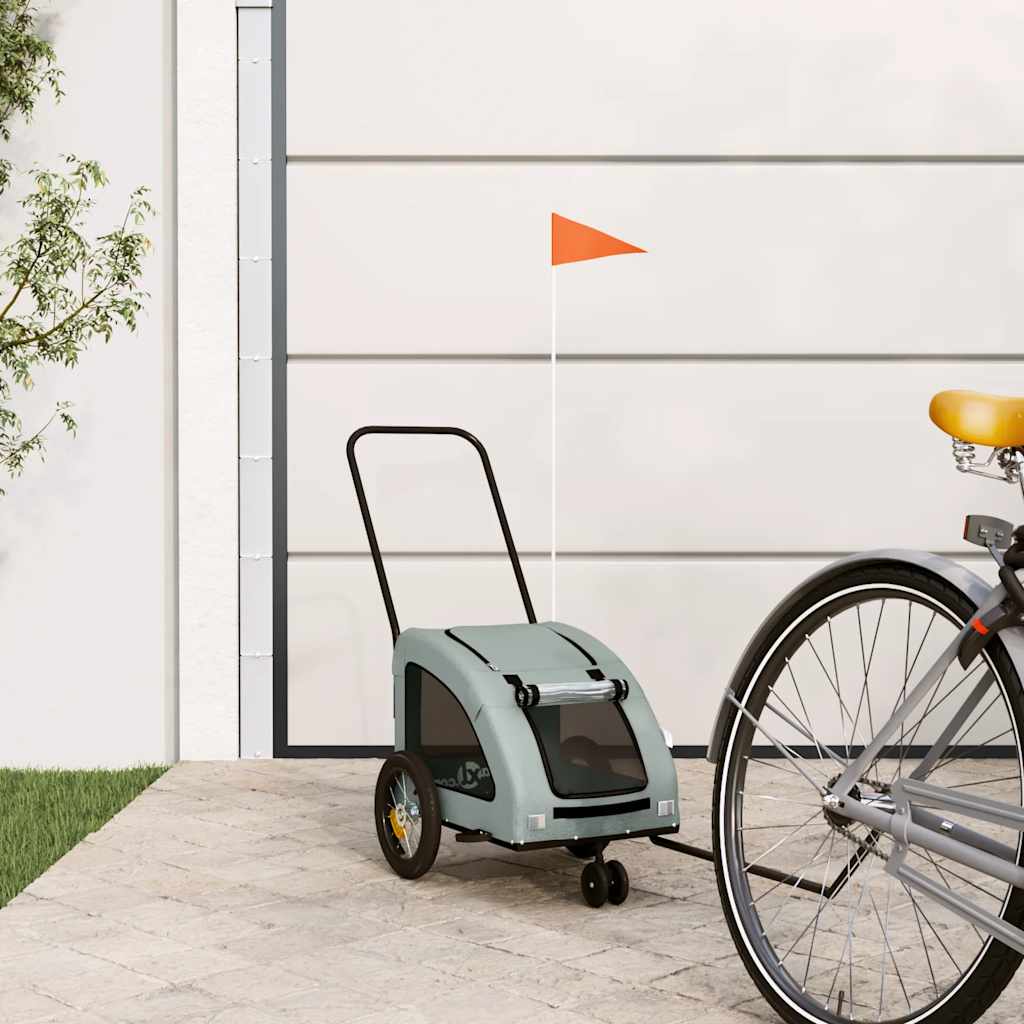 Hondenfietstrailer Oxford Stof En Ijzer Grijs