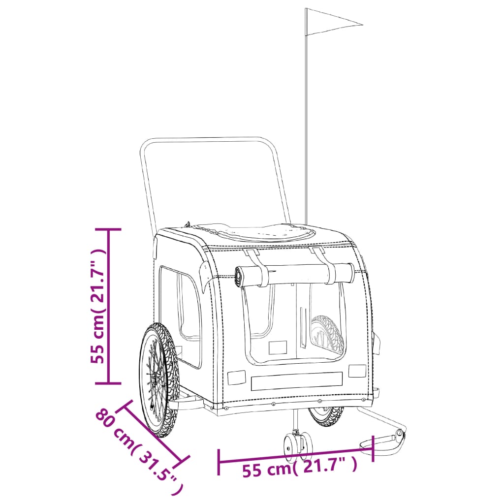 Hondenfietstrailer Oxford Stof En Ijzer