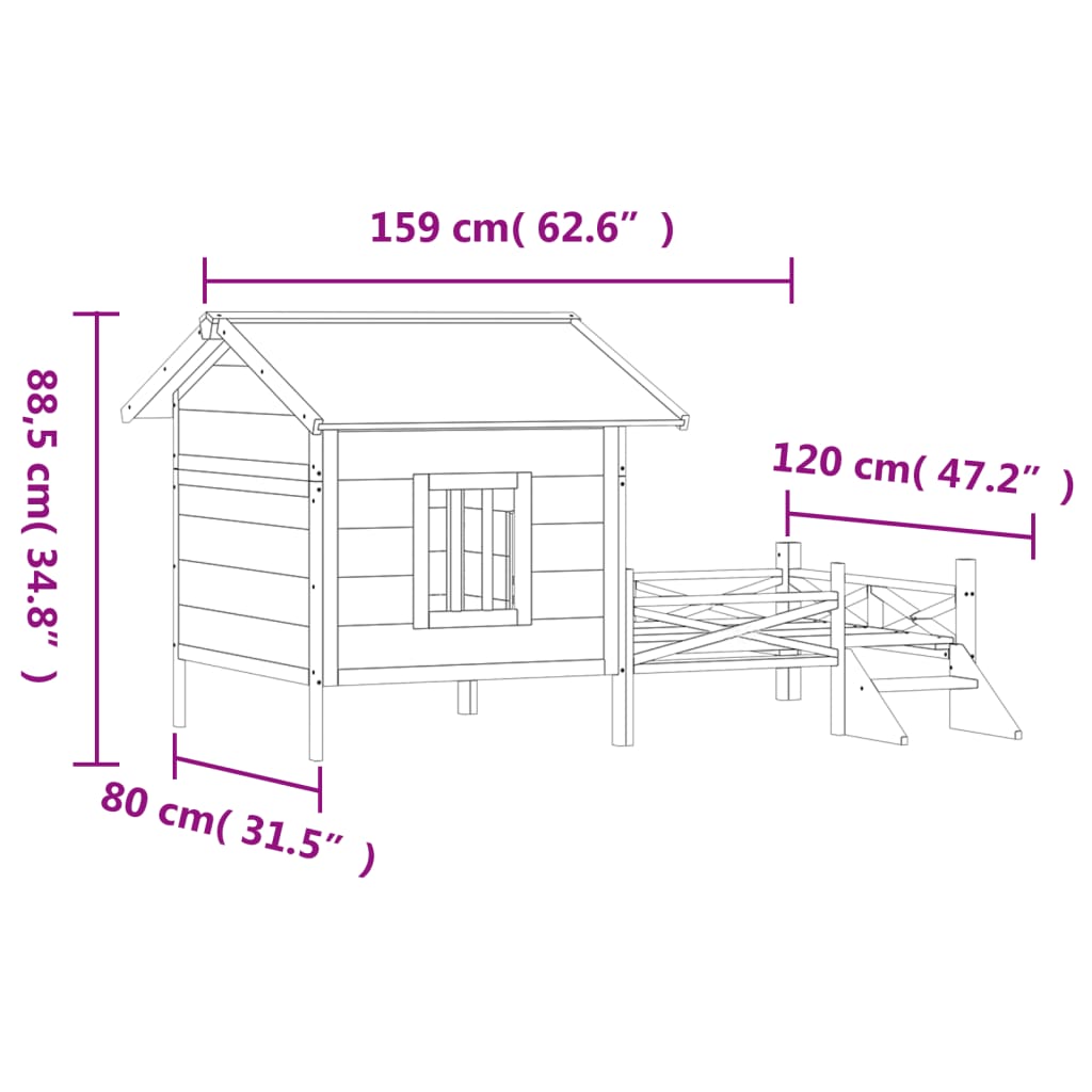 Hondenhok 159X120X88,5 Cm Massief Grenenhout Kleurig