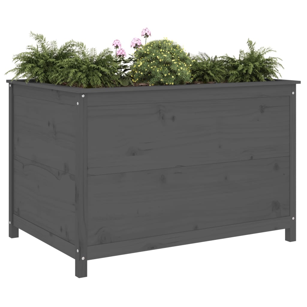 Plantenbak Verhoogd 119,5X82,5X78 Cm Massief Grenenhout Grijs