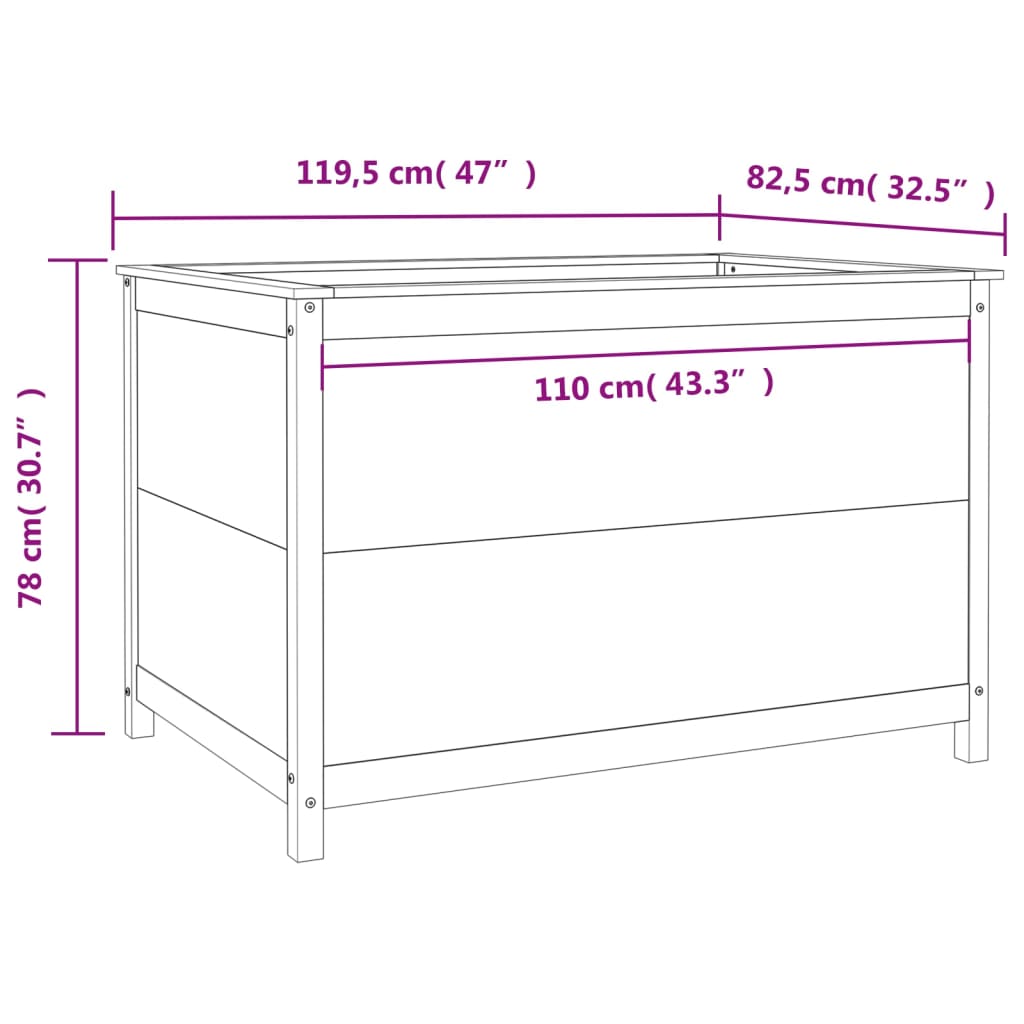 Plantenbak Verhoogd 119,5X82,5X78 Cm Massief Grenenhout Grijs