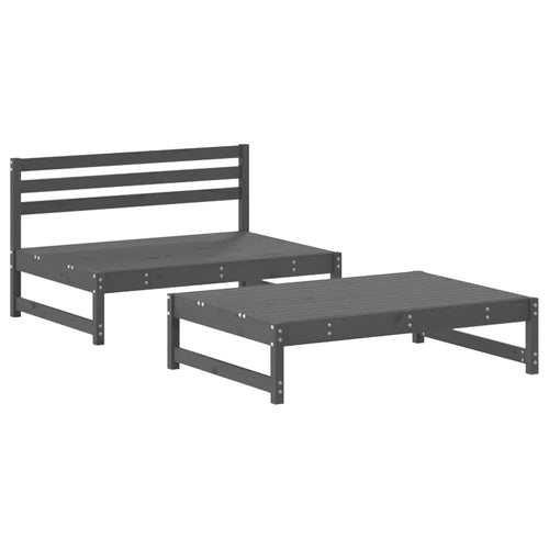 2-Delige Loungeset Massief Grenenhout Grijs