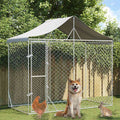 Hondenkennel Met Dak 3X3X2,5 M Gegalvaniseerd Staal Zilverkleur