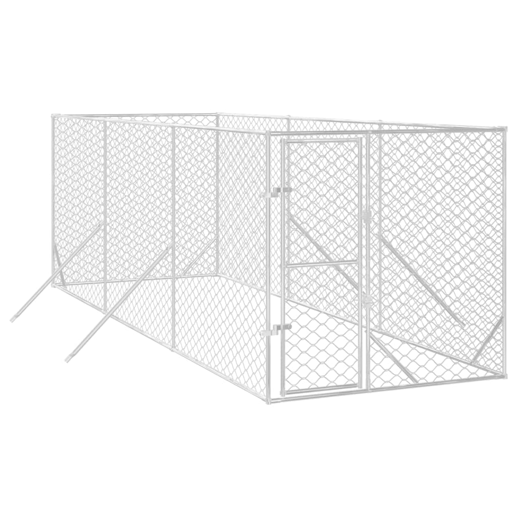 Hondenkennel Voor Buiten Gegalvaniseerd Staal Zilver