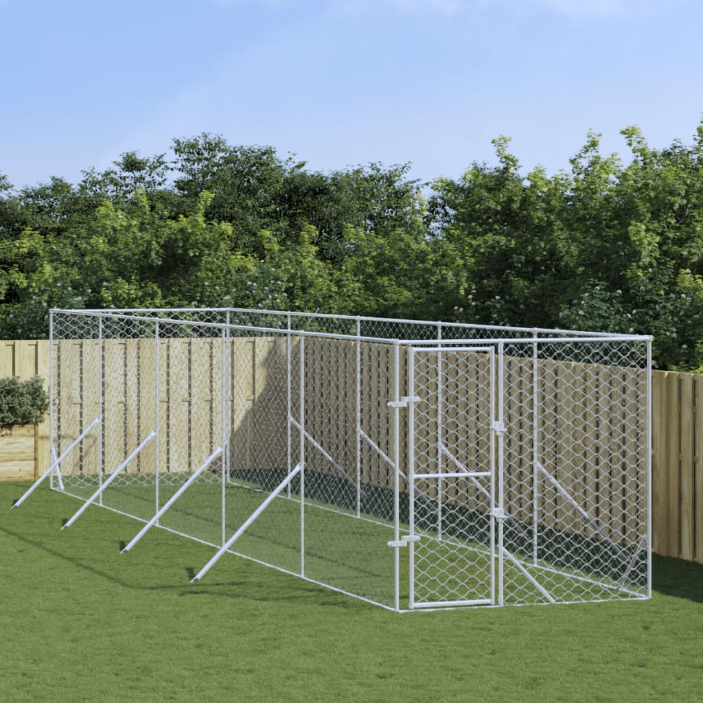 Hondenkennel Voor Buiten Gegalvaniseerd Staal Zilver