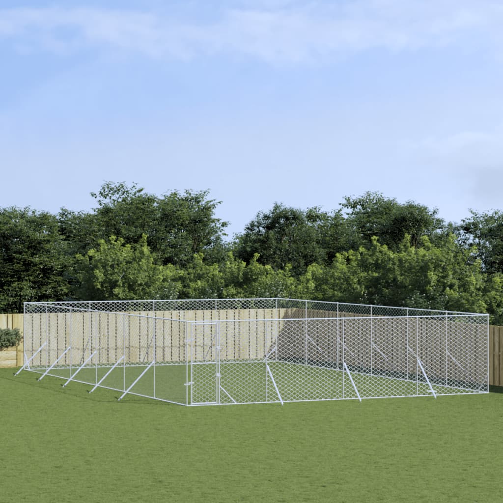 Hondenkennel Voor Buiten Gegalvaniseerd Staal Zilver