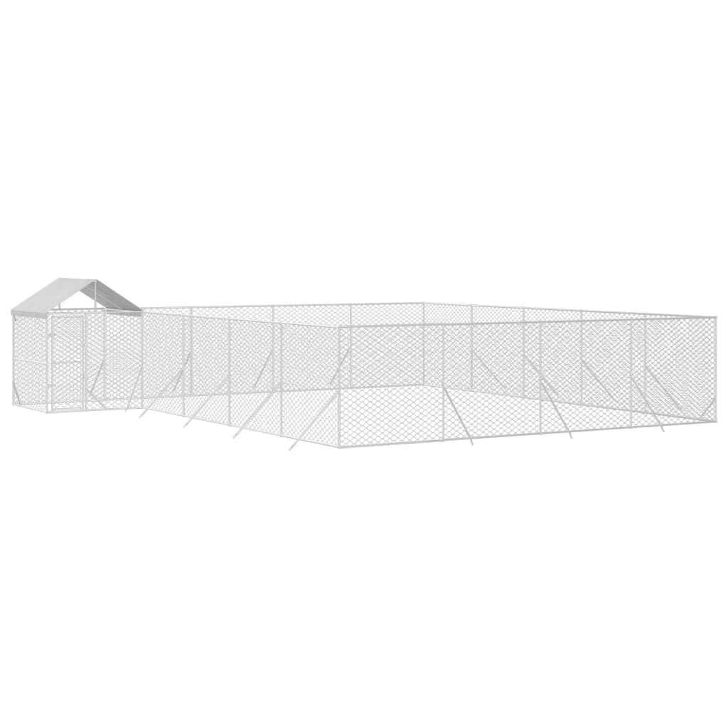 Hondenkennel Met Dak 10X8X2,5 M Gegalvaniseerd Staal Zilver