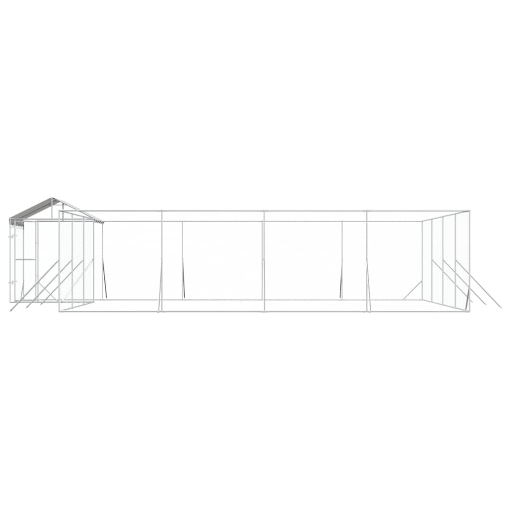 Hondenkennel Met Dak 10X8X2,5 M Gegalvaniseerd Staal Zilver