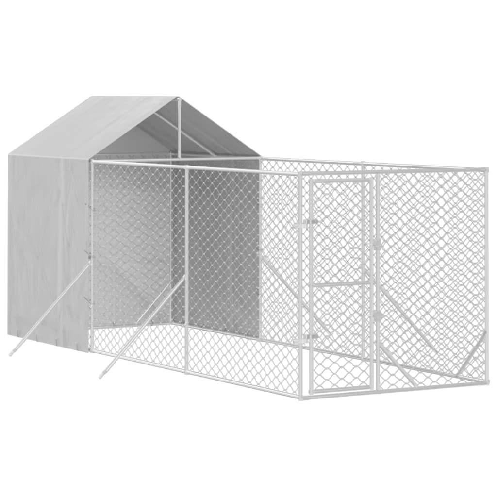 Hondenkennel Met Dak 2X6X2,5 M Gegalvaniseerd Staal Zilverkleur