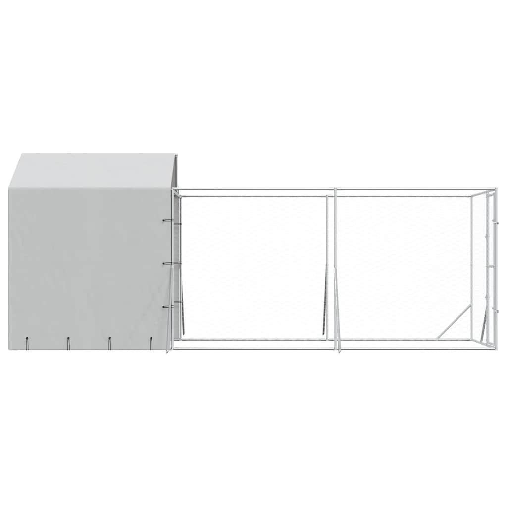 Hondenkennel Met Dak 2X6X2,5 M Gegalvaniseerd Staal Zilverkleur