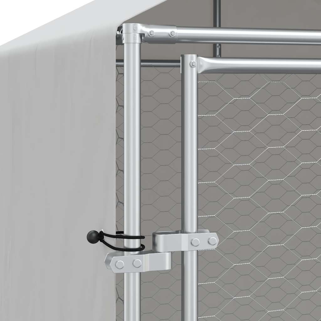 Hondenkennel Met Dak 2X6X2,5 M Gegalvaniseerd Staal Zilverkleur