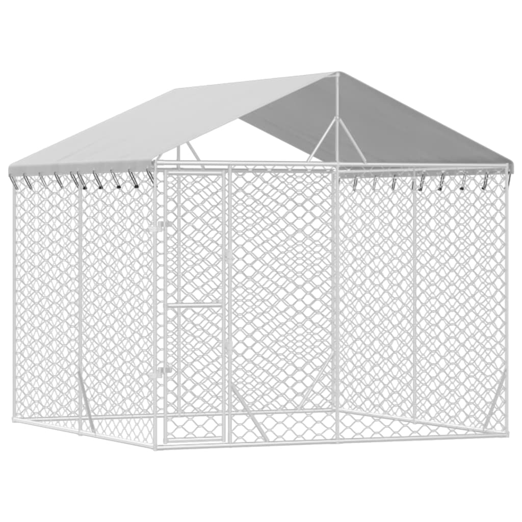 Hondenkennel Met Dak 3X3X2,5 M Gegalvaniseerd Staal Zilverkleur
