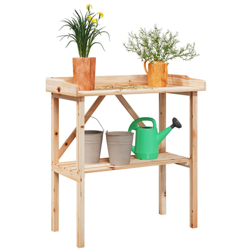 Plantentafel Met Schap 78X38X82,5 Cm Massief Vurenhout