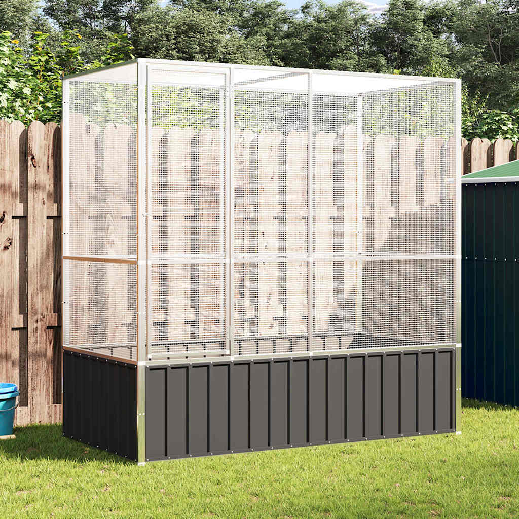 Volière Met Verlengstuk 1042,5X107X212 M Staal Zilverkleurig