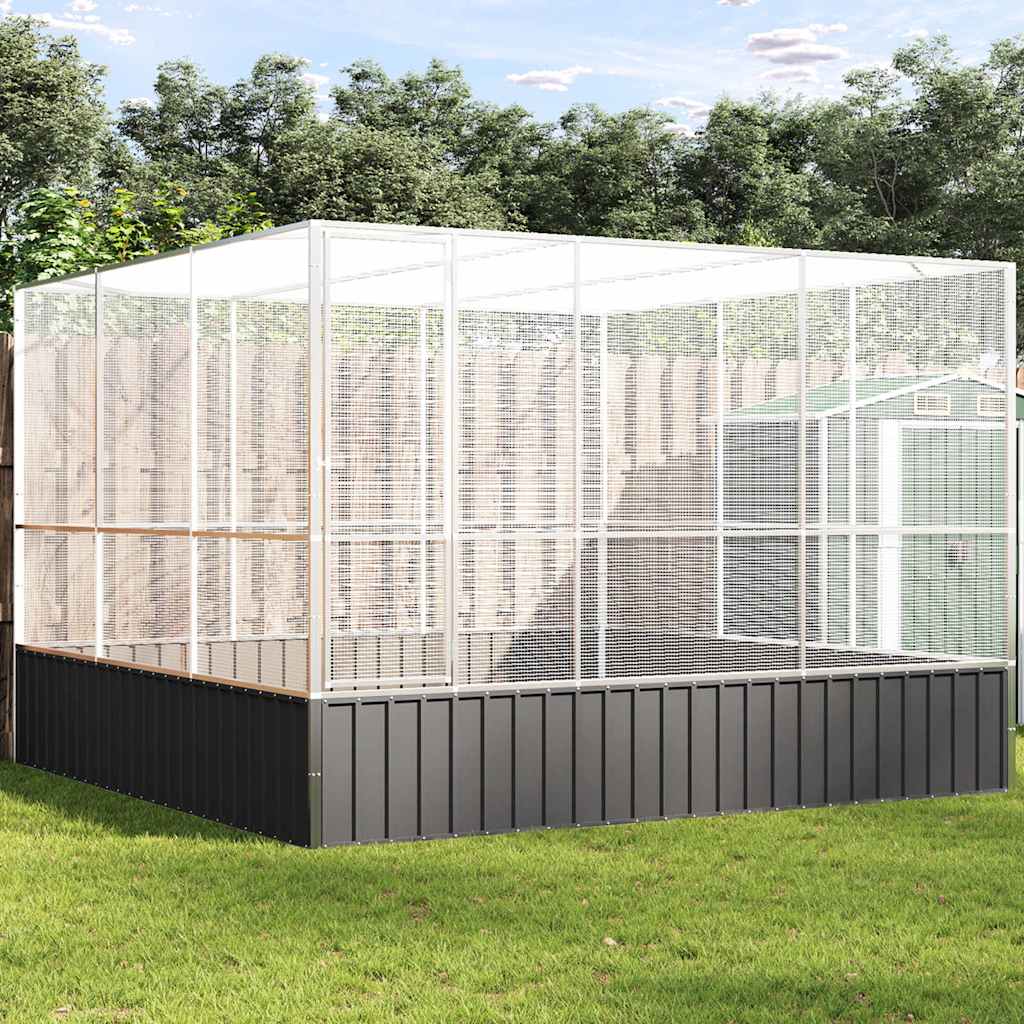 Volière Met Verlengstuk 1042,5X107X212 M Staal Zilverkleurig