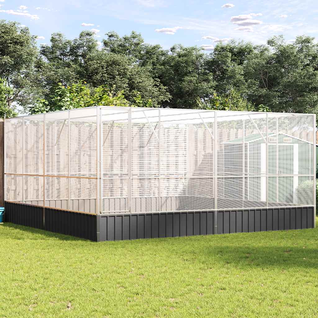 Volière Met Verlengstuk 1042,5X107X212 M Staal Zilverkleurig
