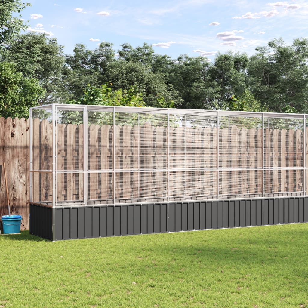 Volière Met Verlengstuk 1042,5X107X212 M Staal Zilverkleurig