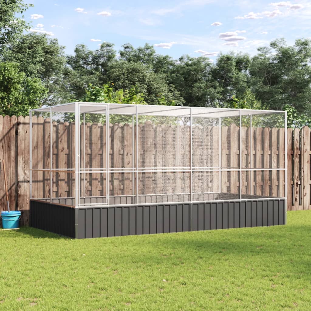 Volière Met Verlengstuk 1042,5X107X212 M Staal Zilverkleurig