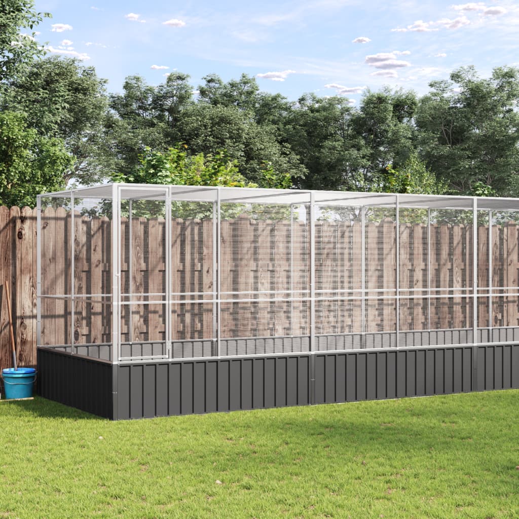 Volière Met Verlengstuk 1042,5X107X212 M Staal Zilverkleurig