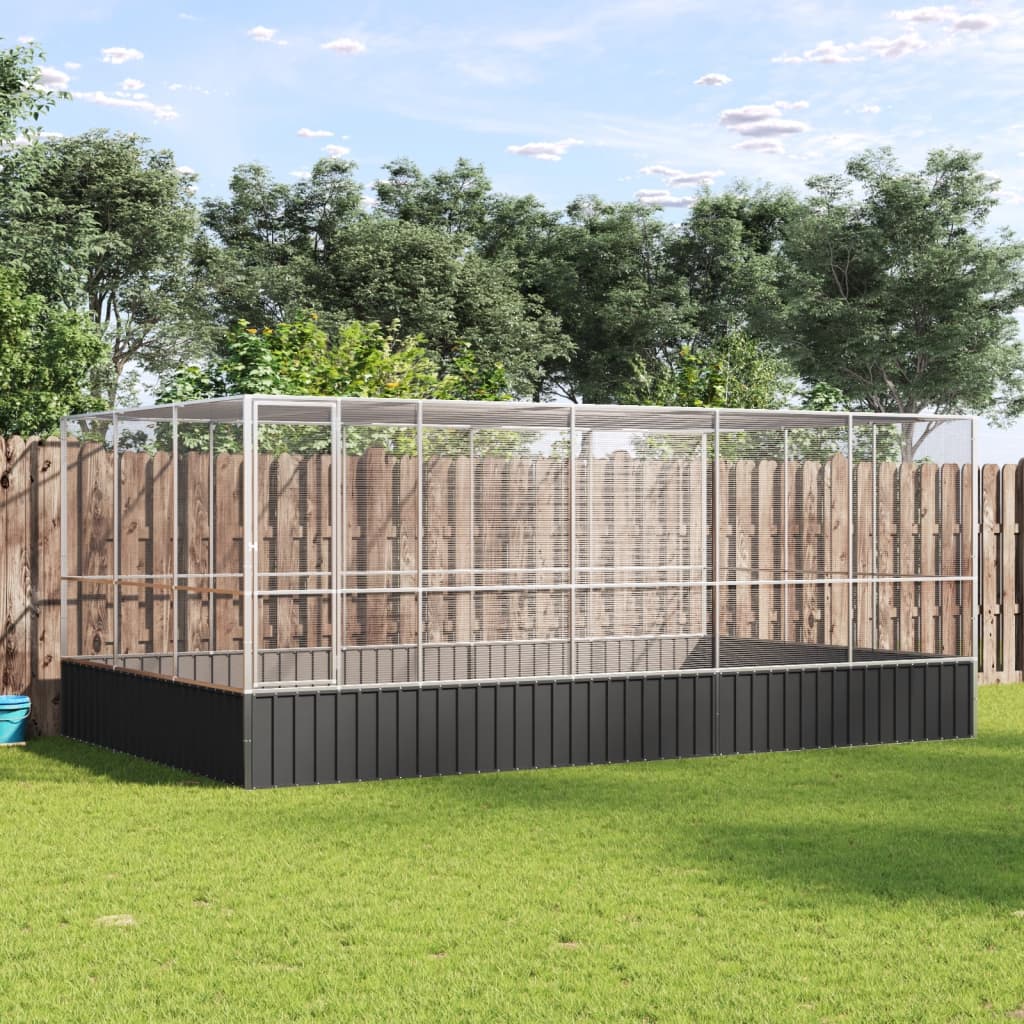 Volière Met Verlengstuk 1042,5X107X212 M Staal Zilverkleurig