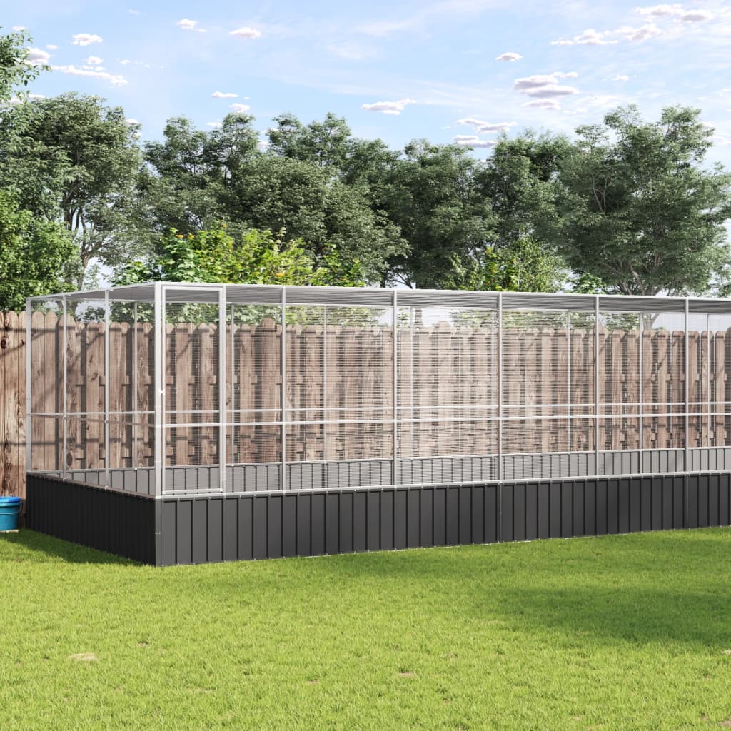 Volière Met Verlengstuk 1042,5X107X212 M Staal Zilverkleurig