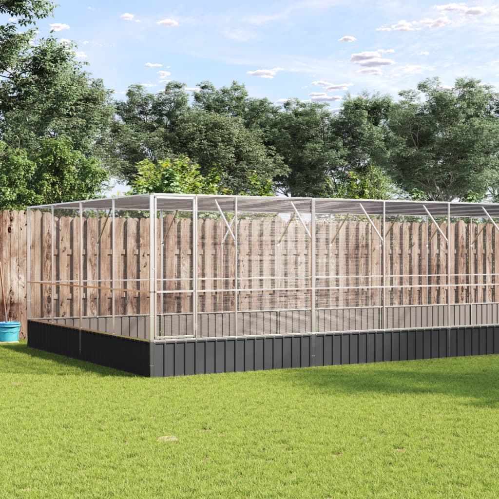 Volière Met Verlengstuk 1042,5X107X212 M Staal Zilverkleurig