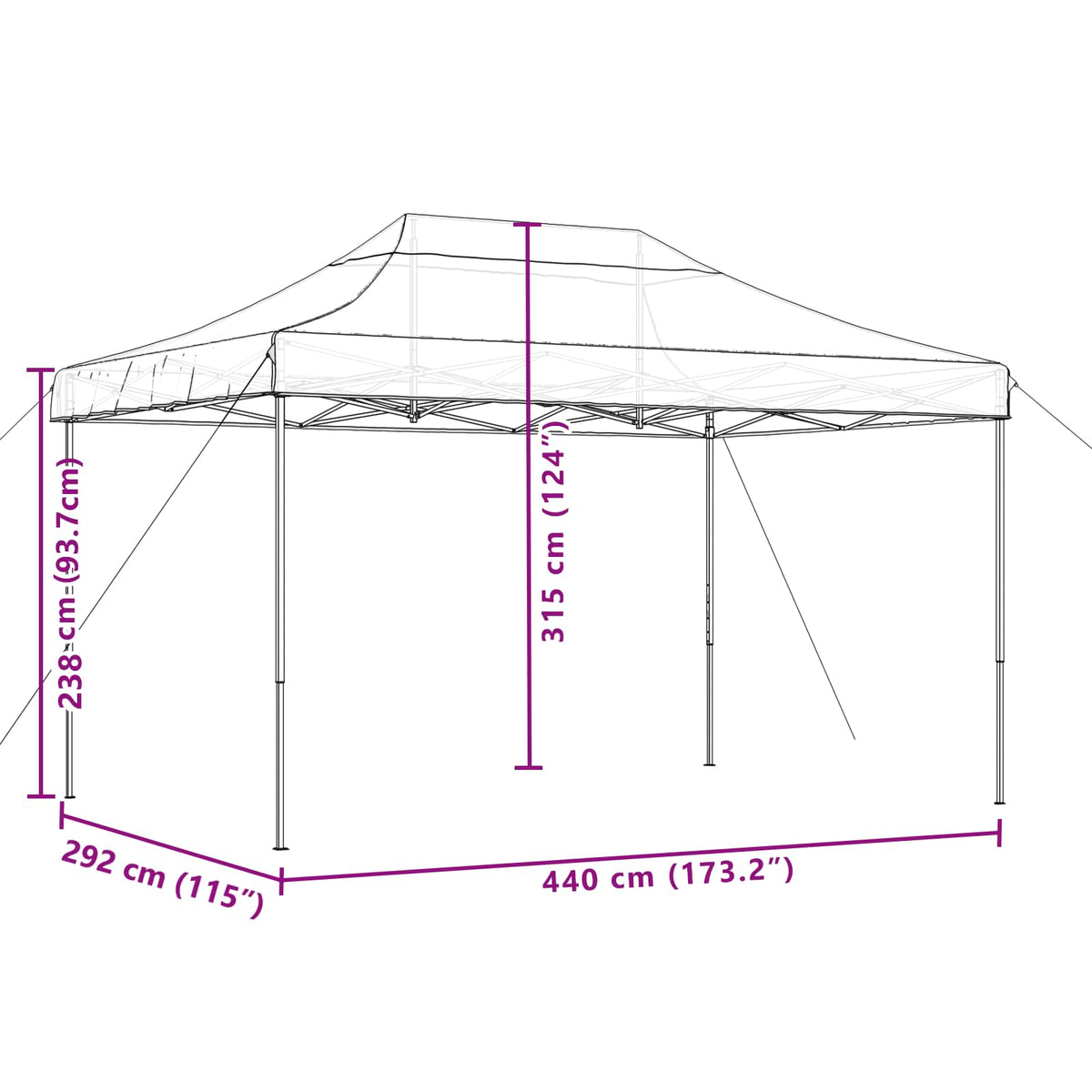 Partytent Inklapbaar Pop-Up 440X292X315 Cm