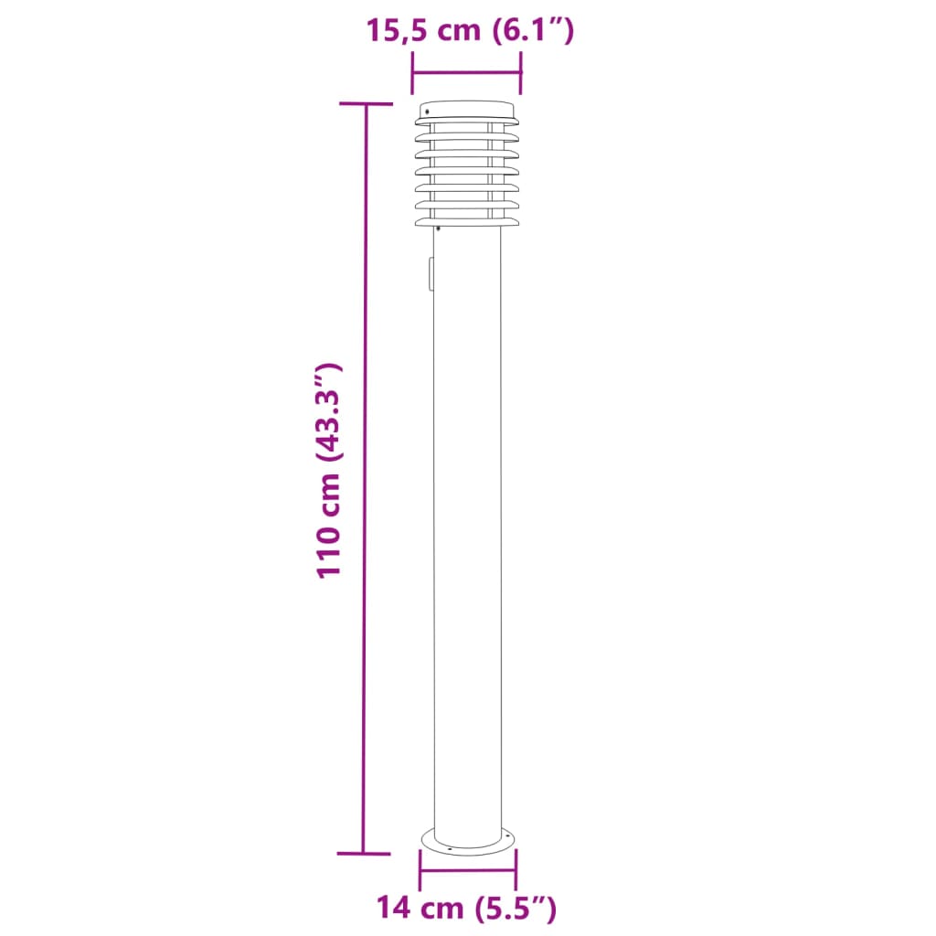 Buitenvloerlamp 110 Cm Roestvrijstaal