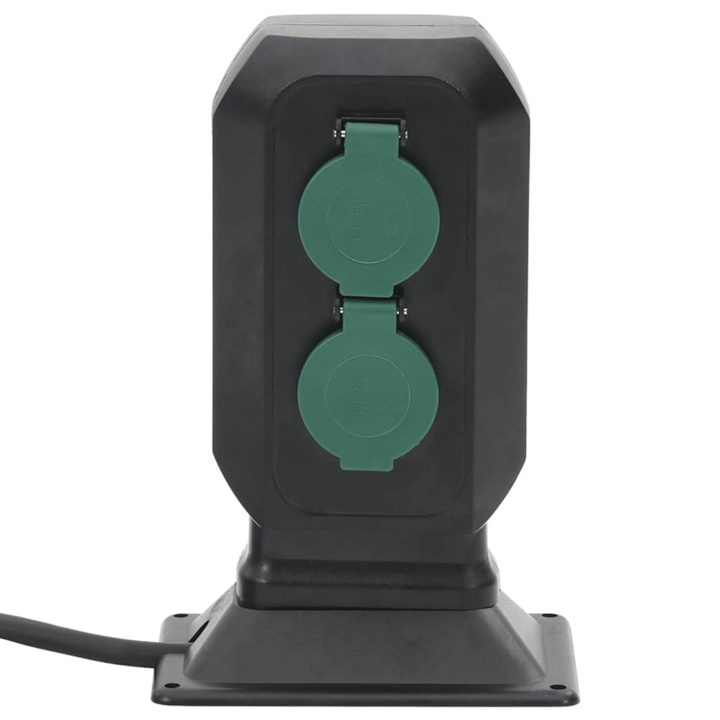 Tuinstopcontact En Grondpin 2-Wegs 15,5X11X24 Cm Zwart En Groen