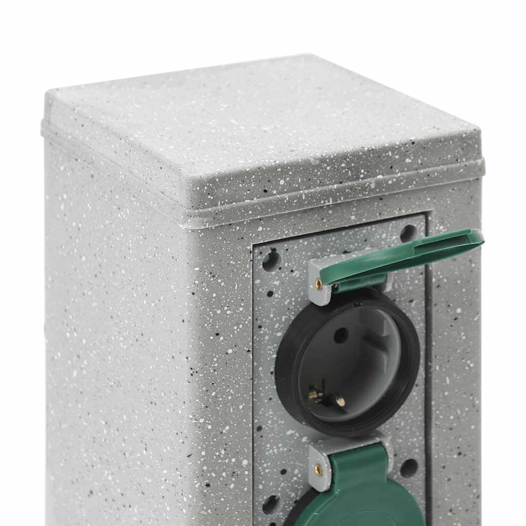 Tuinstopcontact Grondpin 4-Wegs Steen-Look 16X16X29,5 Cm Grijs