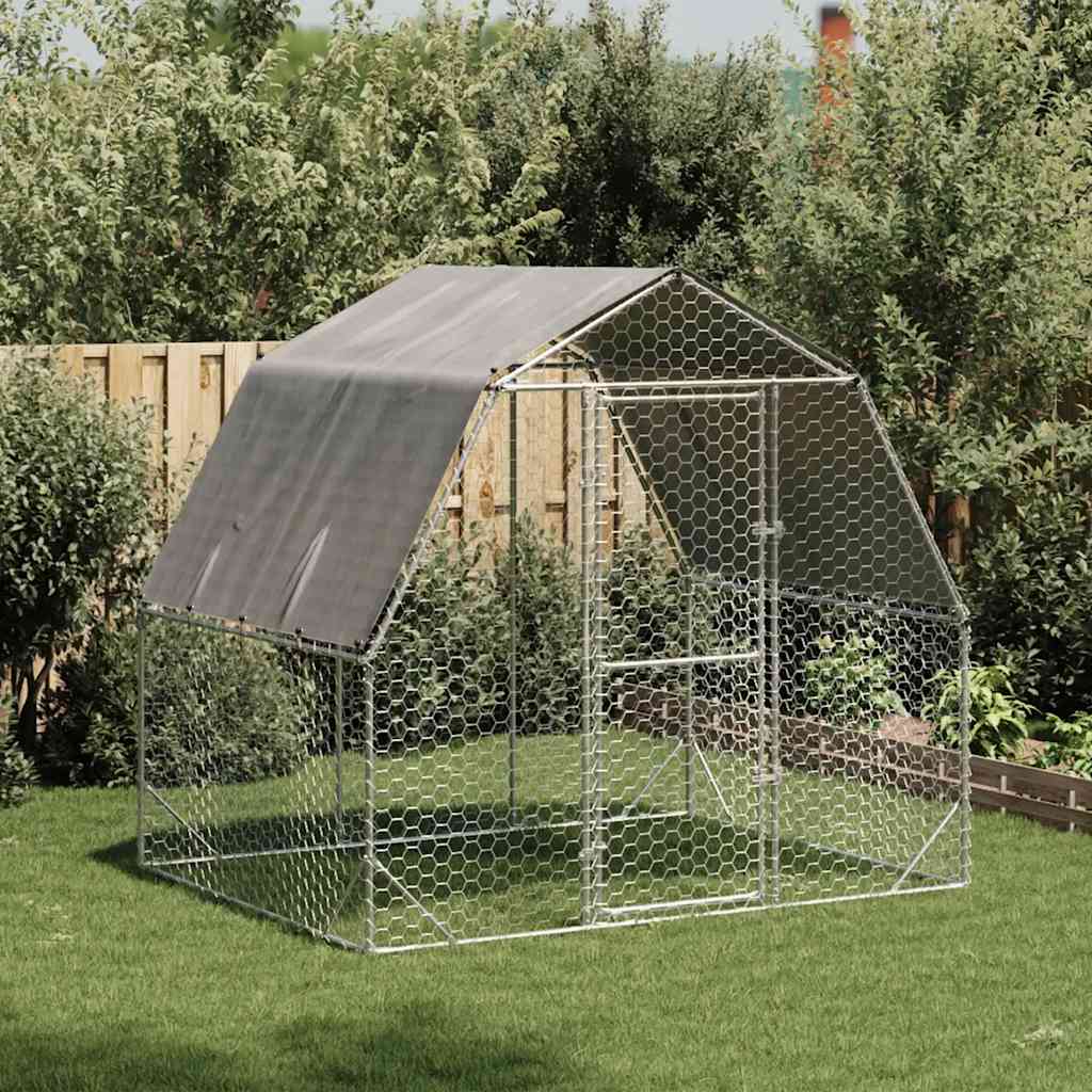 Kippenren Met Dak 2,5X2X2,25 M Gegalvaniseerd Staal