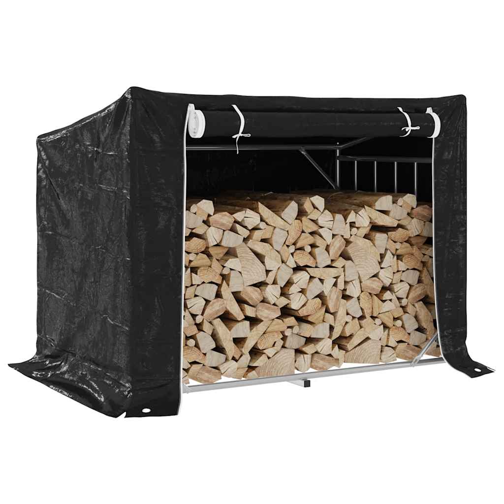 Haardhoutrek Met Regenhoes 150,5X100,5X110,5 Cm Staal