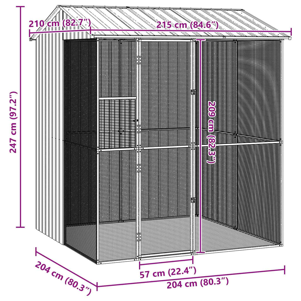 Vogelkooi 215 X 210 X 247 Cm Gegalvaniseerd Staal
