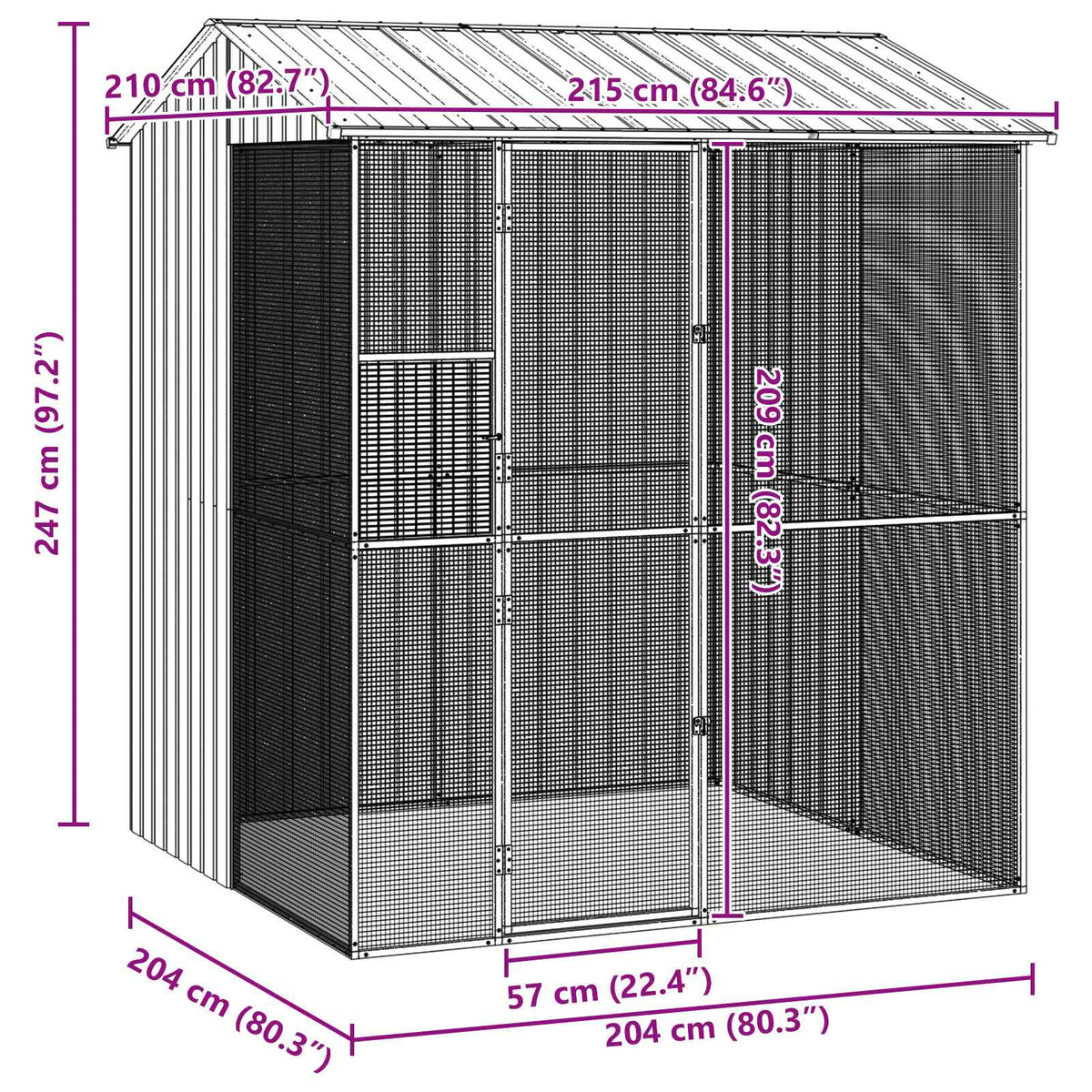 Vogelkooi 215 X 210 X 247 Cm Gegalvaniseerd Staal