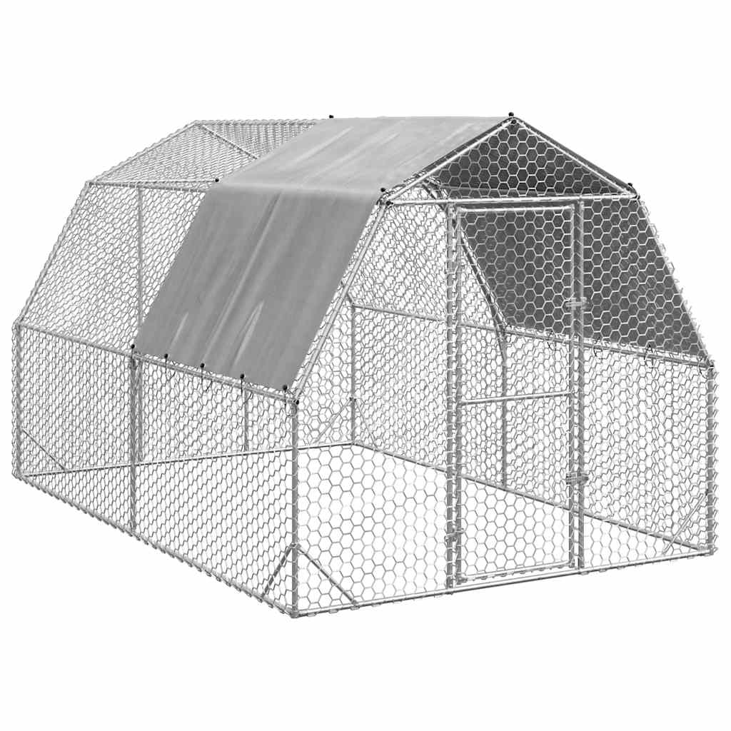 Kippenren Met Dak 2,5X8X2,25 M Gegalvaniseerd Staal