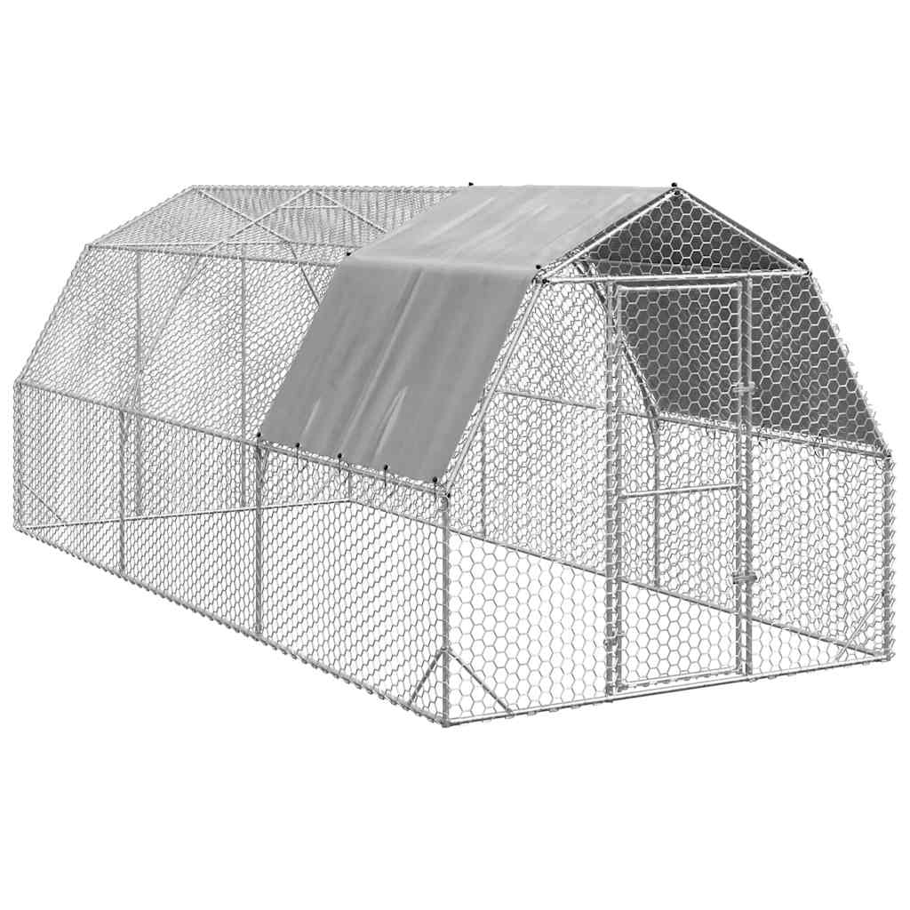 Kippenren Met Dak 2,5X8X2,25 M Gegalvaniseerd Staal