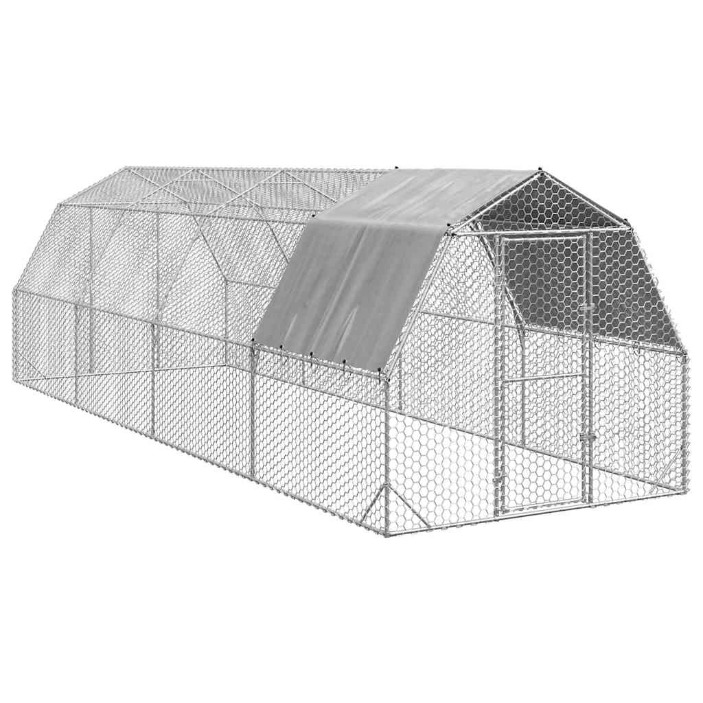 Kippenren Met Dak 2,5X8X2,25 M Gegalvaniseerd Staal