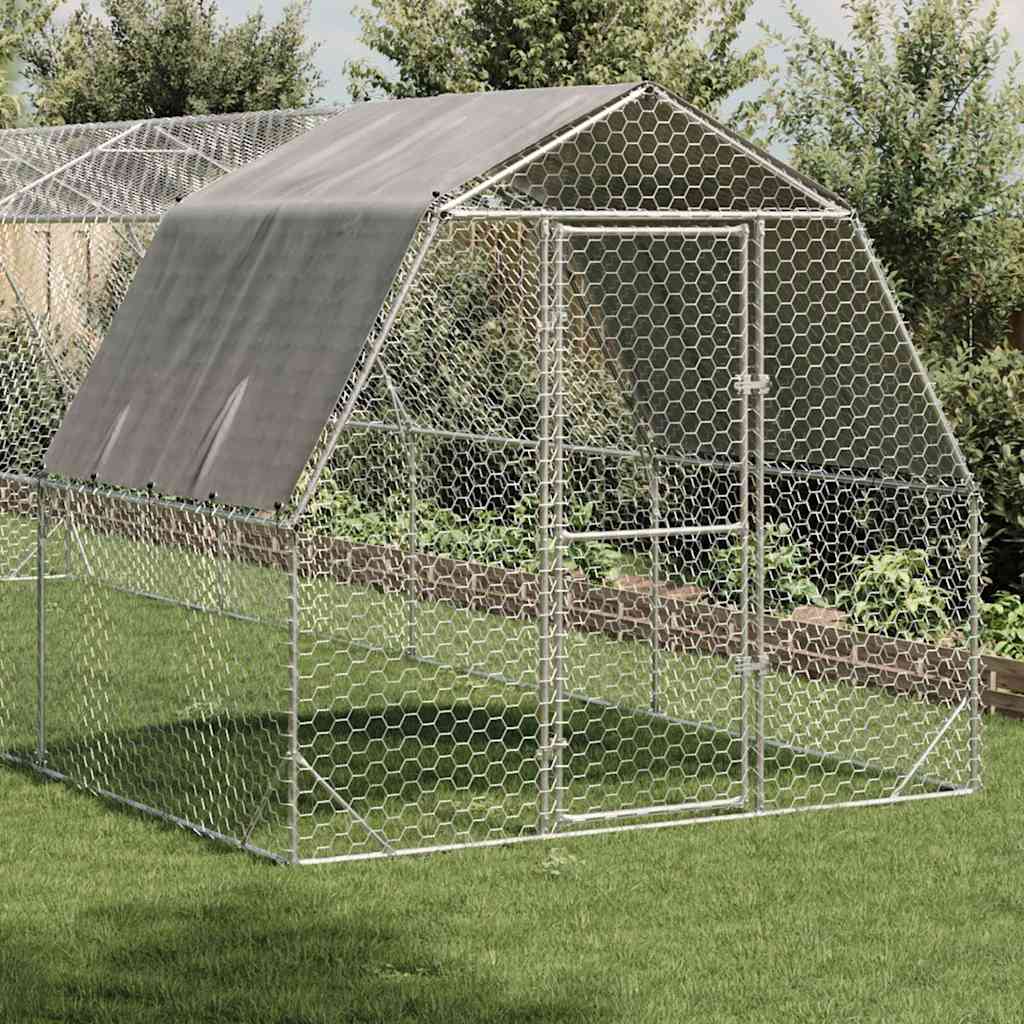 Kippenren Met Dak 2,5X8X2,25 M Gegalvaniseerd Staal
