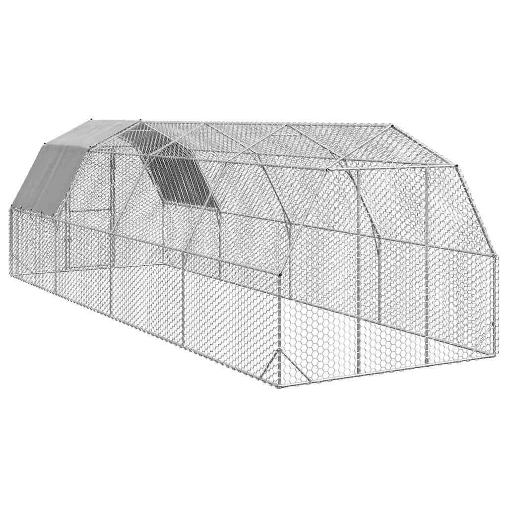 Kippenren Met Dak 2,5X8X2,25 M Gegalvaniseerd Staal