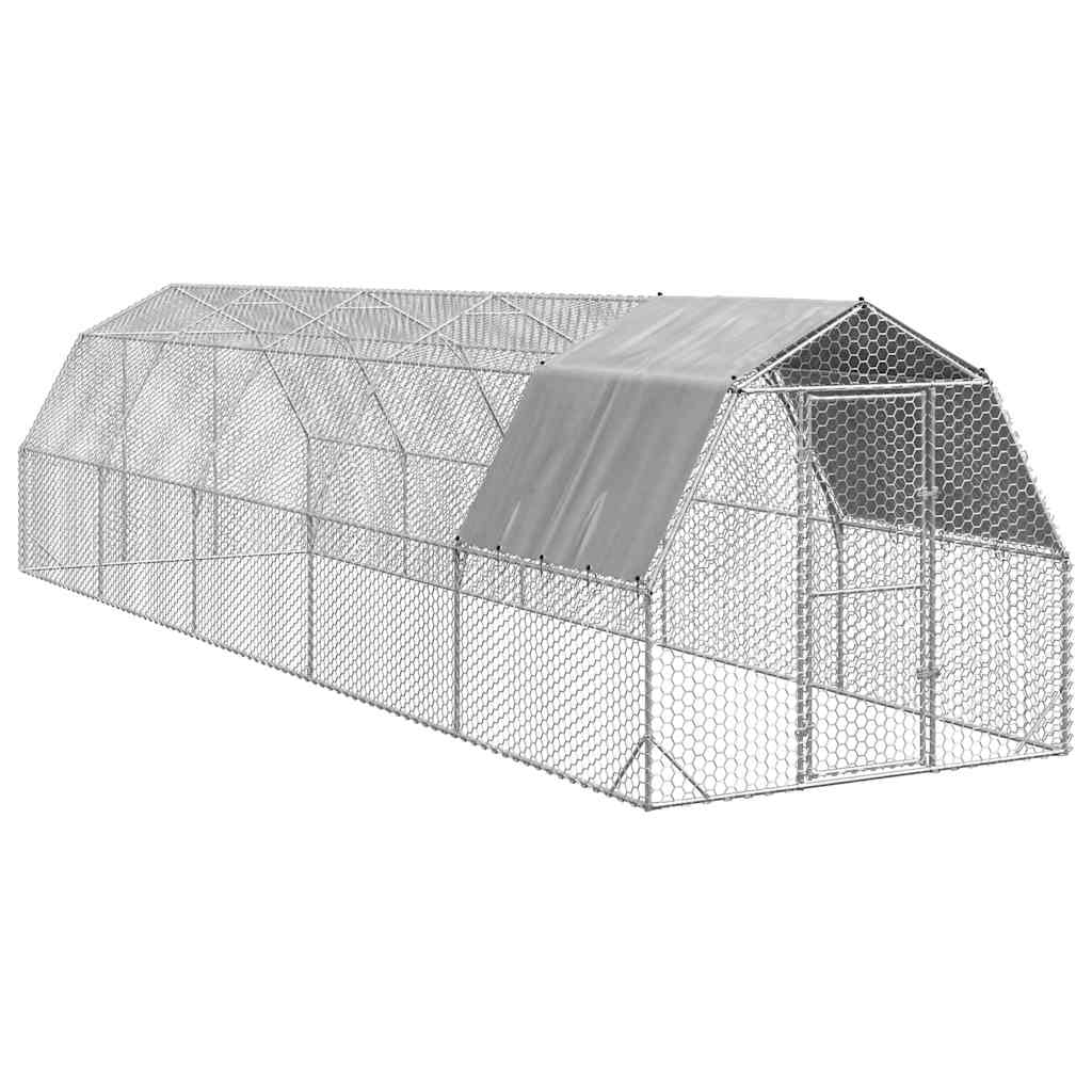 Kippenren Met Dak 2,5X8X2,25 M Gegalvaniseerd Staal