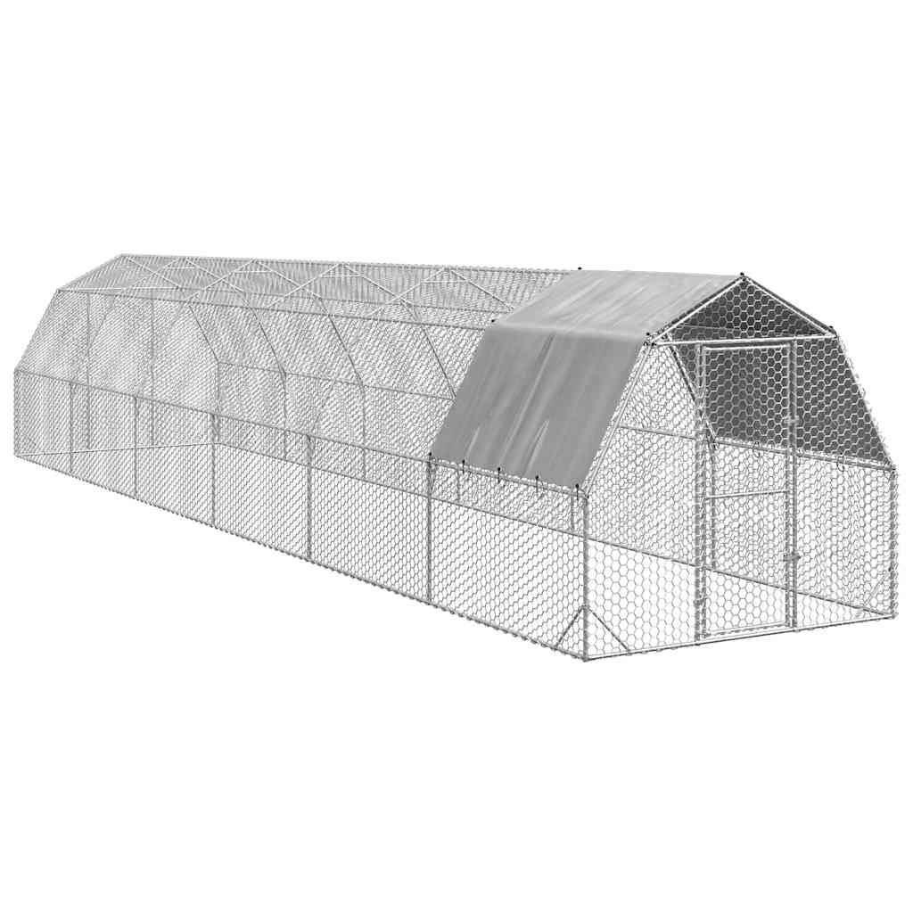 Kippenren Met Dak 2,5X8X2,25 M Gegalvaniseerd Staal