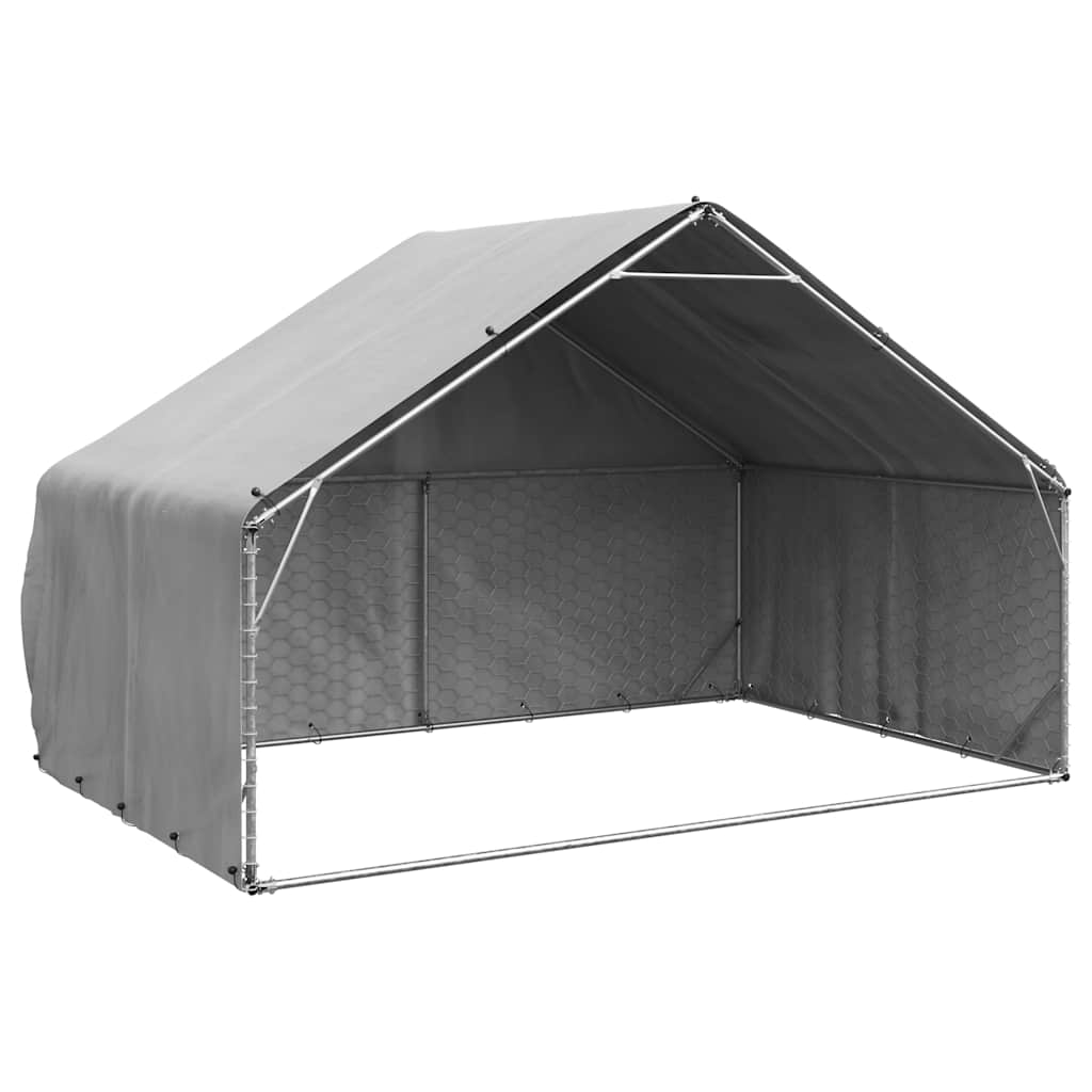 Hondenhok Voor Buiten Met Deksel 3X2X1,9 M Gegalvaniseerd Staal