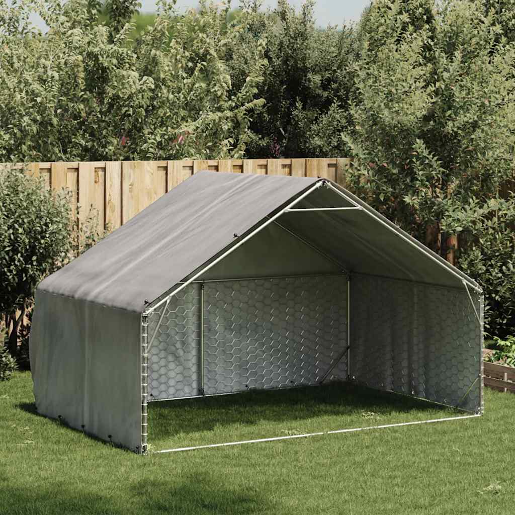 Hondenhok Voor Buiten Met Deksel 3X2X1,9 M Gegalvaniseerd Staal