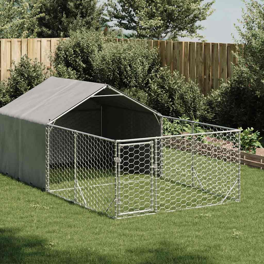 Hondenkennel Met Ren 7X2X1,5 M Gegalvaniseerd Staal