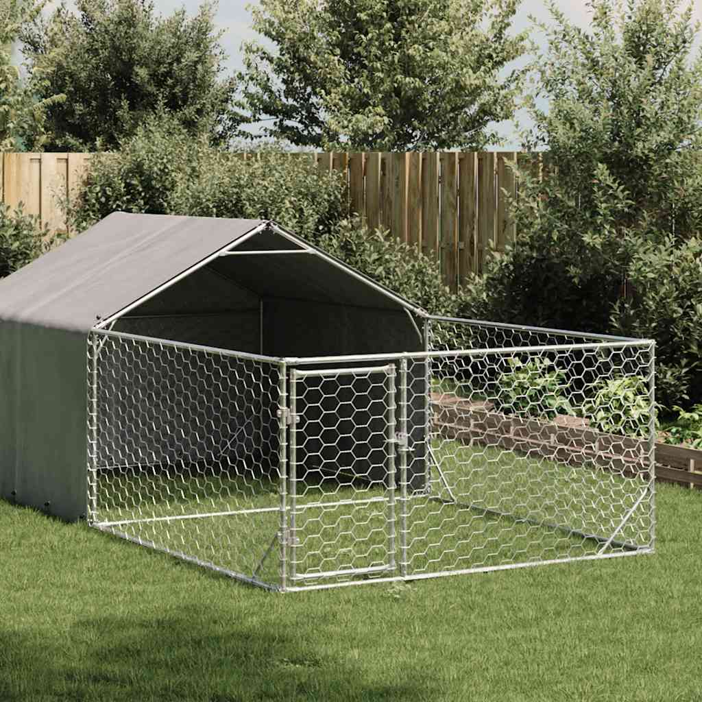 Hondenkennel Met Ren 7X2X1,5 M Gegalvaniseerd Staal