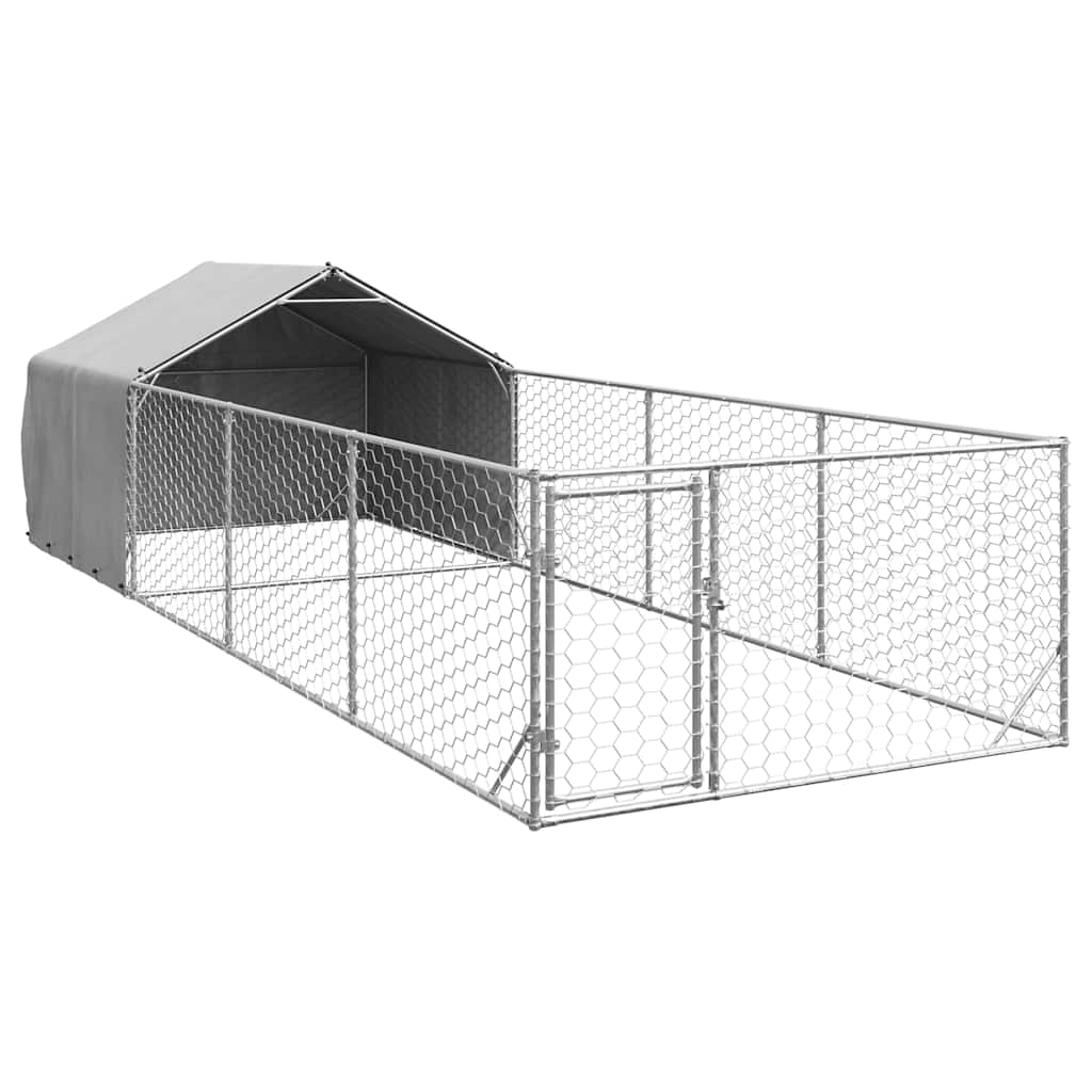 Hondenkennel Met Ren 7X2X1,5 M Gegalvaniseerd Staal