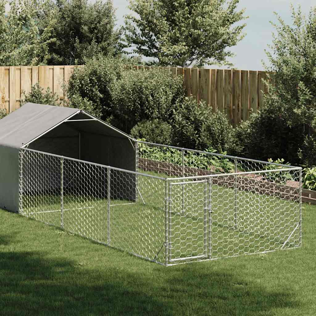 Hondenkennel Met Ren 7X2X1,5 M Gegalvaniseerd Staal
