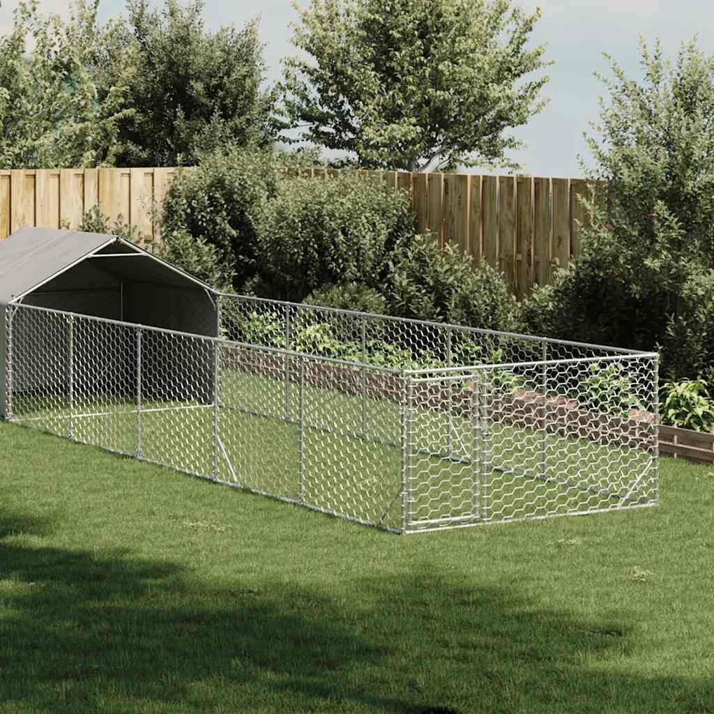 Hondenkennel Met Ren 7X2X1,5 M Gegalvaniseerd Staal